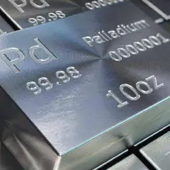 Sztabki palladu z oznaczeniami "Pd", "Palladium", "99.98" i "10oz". Tak rozpoznać można ten cenny metal.