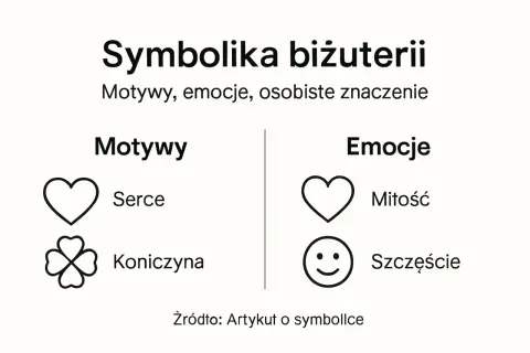 Symbolika biżuterii: serce jako symbol wiecznej miłości, koniczyna dla szczęścia.