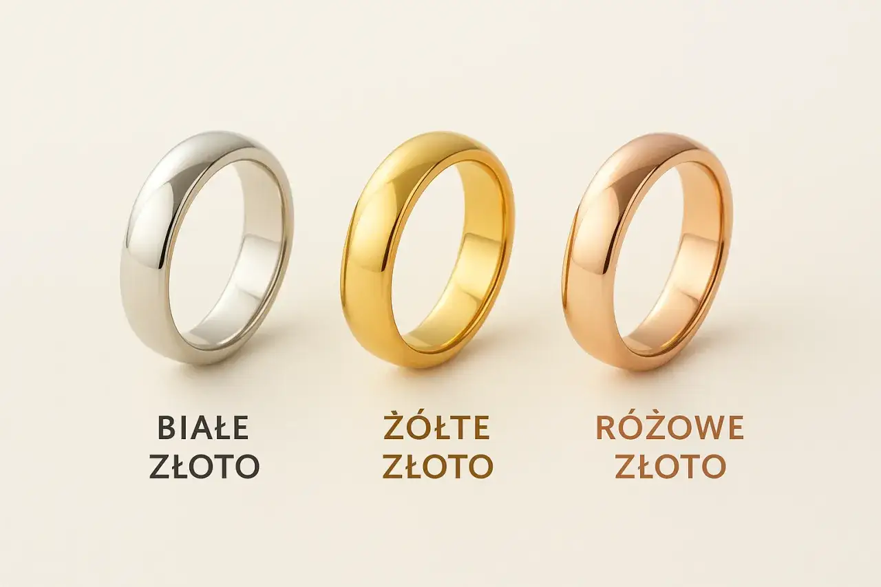 biżuteria złota 585 kolory żółte białe różowe